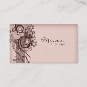 Floral Business Card Linen Brown Pink