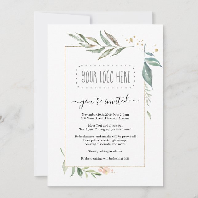 Floral Business Invitation - Add Logo (Front)