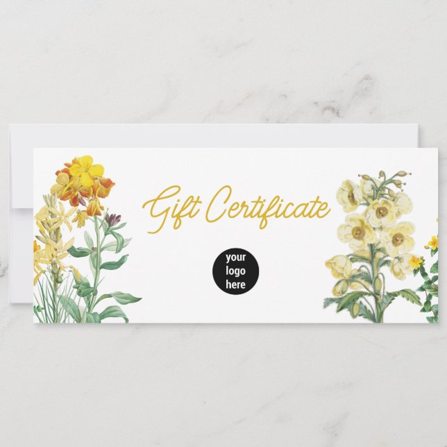 Floral Business Logo QR Code Gift Certificate (Back)