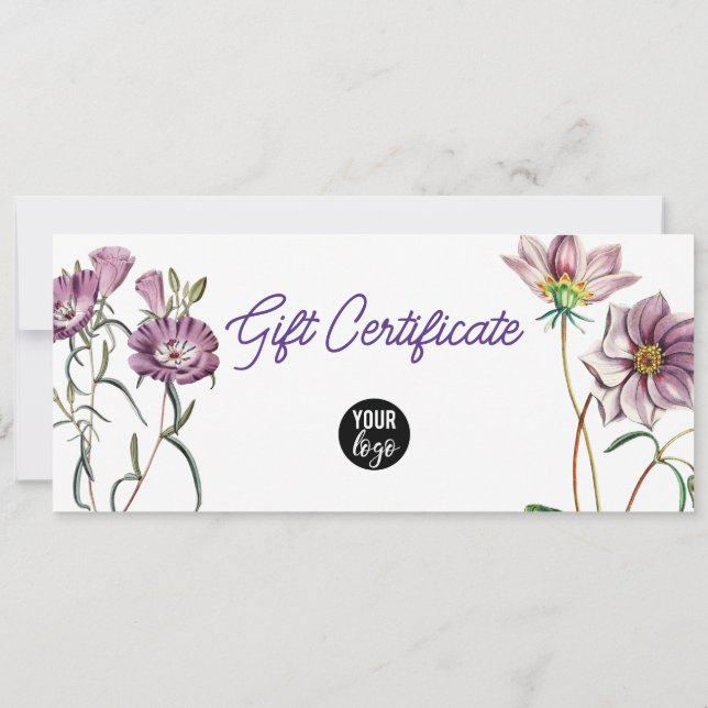 Floral Business Logo QR Code Gift Certificate (Back)