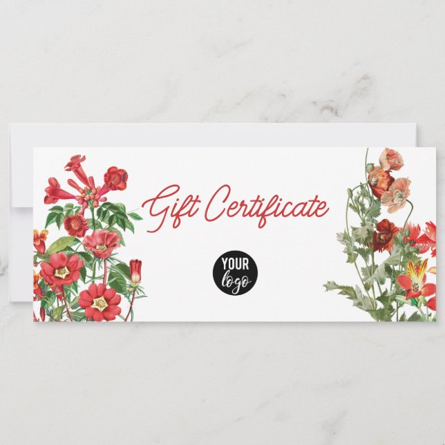 Floral Business Logo QR Code Gift Certificate (Back)