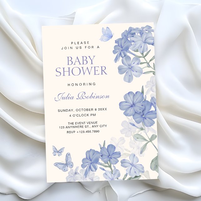 Floral butterflies baby shower invitation (Creator Uploaded)