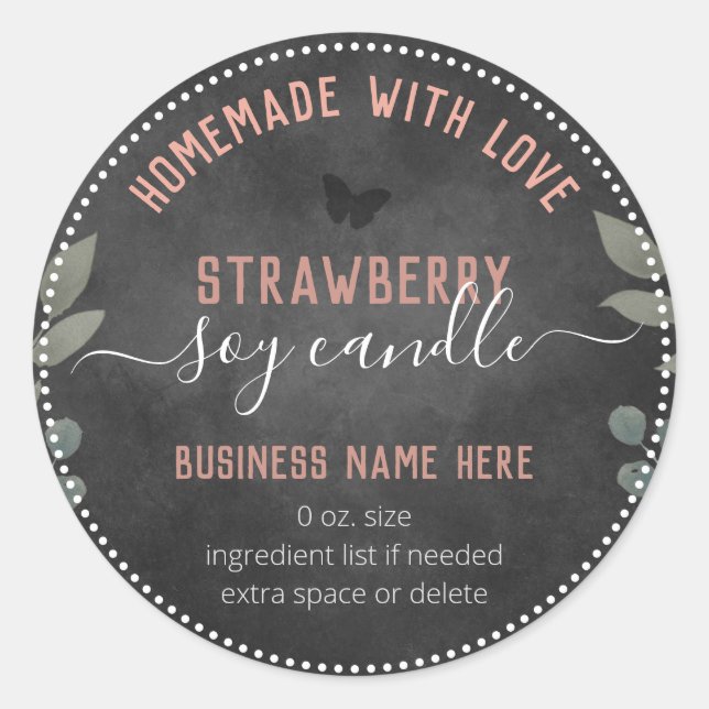 Floral Butterflies Custom Business Candle Classic Round Sticker (Front)