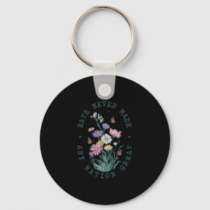 Floral Butterflies Democrat President Liberal Keychain