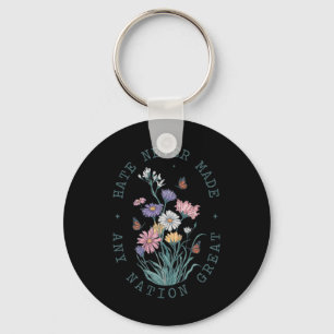 Floral Butterflies Democrat President Liberal Keychain