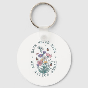 Floral Butterflies Democrat President Liberal Keychain