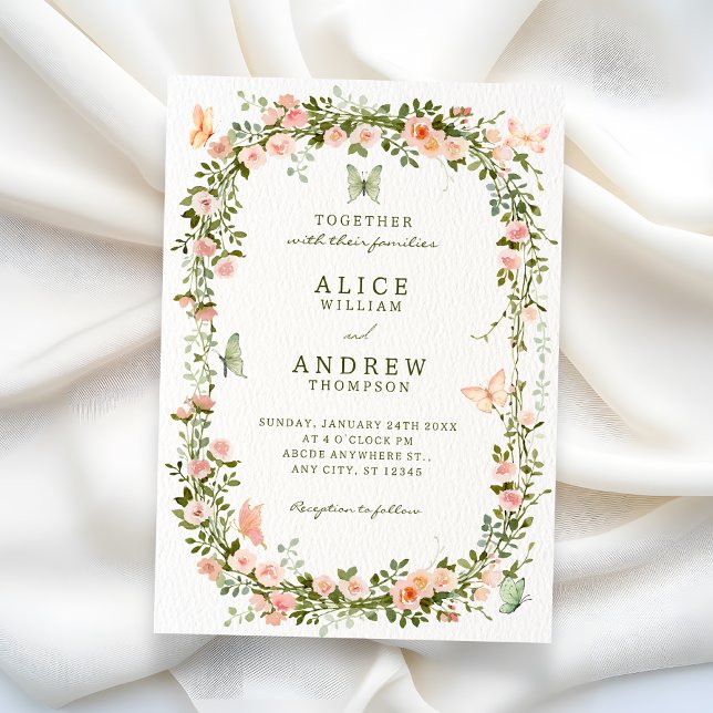 Floral butterflies wedding  invitation (Creator Uploaded)
