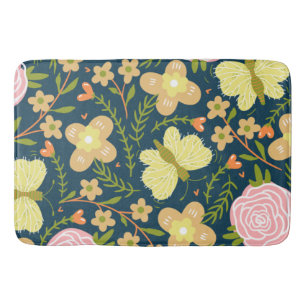 Floral, Butterfly And Glamour Seamless Elegant  Bath Mat