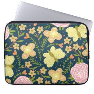 Floral, Butterfly And Glamour Seamless Elegant Laptop Sleeve