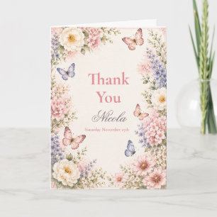 Floral Butterfly Baby Sprinkle Thank You Card