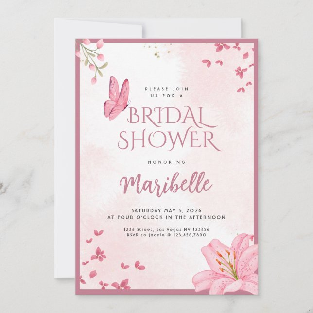 Floral Butterfly Bridal Shower Invitation (Devant)