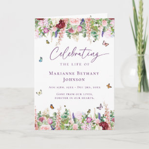 Floral Butterfly Celebration of Life Funeral Program