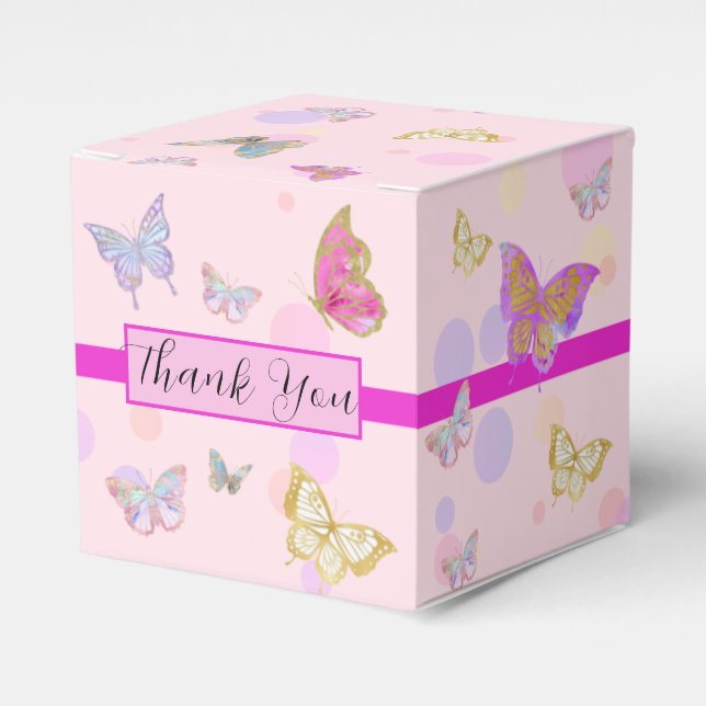 Floral Butterfly Garden Ribbon Party Favour Box (Front Side)