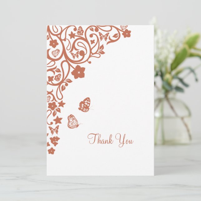 Floral Butterfly Garden Wedding Thank You Card (Standing Front)