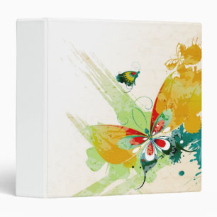 Floral Butterfly Grunge Art Binder