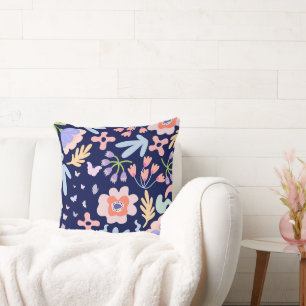 Floral & Butterfly In Spring Throw Pillow