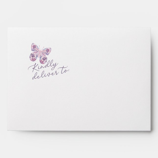Floral Butterfly "Kindly deliver to" Personalized  Envelope (Front)