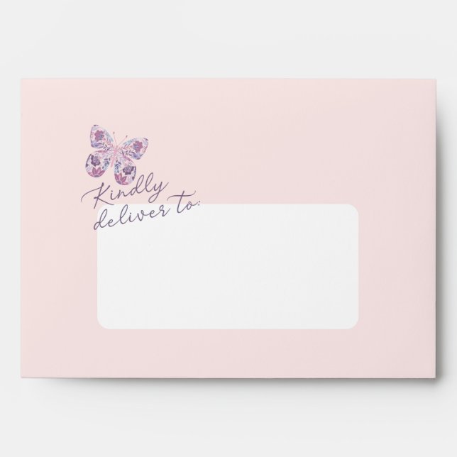 Floral Butterfly "Kindly deliver to" Personalized  Envelope (Front)