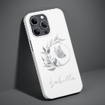Floral Butterfly Monochrome Simple Stylish Name<br><div class="desc">Floral Butterfly Monochrome Simple Stylish Name Smartphone iPhone Case features a butterfly in an elegant floral frame with your personalized name in modern elegant hand written calligraphy script typography. Perfect for birthday,  Christmas,  Mother's Day,  sister,  best friend and more. Designed by © Evco Studio www.zazzle.com/store/evcostudio</div>