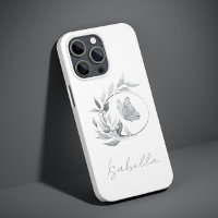 Floral Butterfly Monochrome Simple Stylish Name