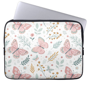 Floral Butterfly Pastel Garden Botanical Elegance Laptop Sleeve