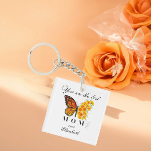 Floral Butterfly Personalized Acrylic Keychain