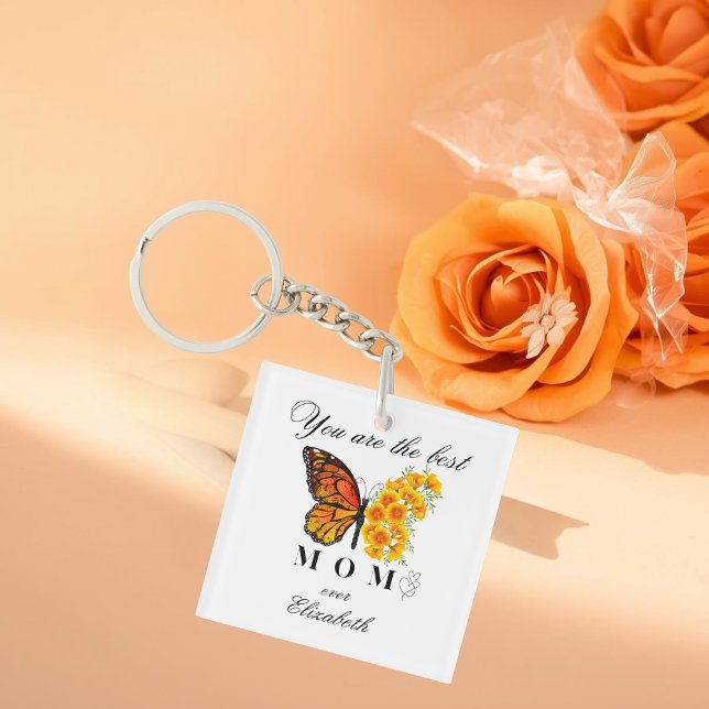 Floral Butterfly Personalized Acrylic Keychain (Creator Uploaded)