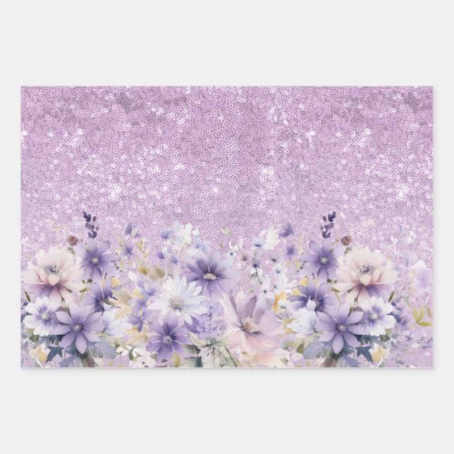 Floral Butterfly Personalized Girl Baby Shower     Wrapping Paper Sheet (Front)