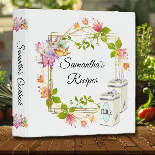 Floral Butterfly Recipe Cookbook Binder