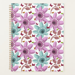 Floral Butterfly Seamless Pattern   Pink and Mint  Planner