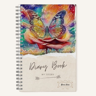 Floral Butterfly Spiral Notebook – Personalized