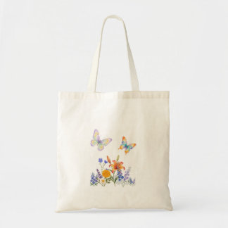 Floral & Butterfly Tote Bag – Elegant Flowers and 