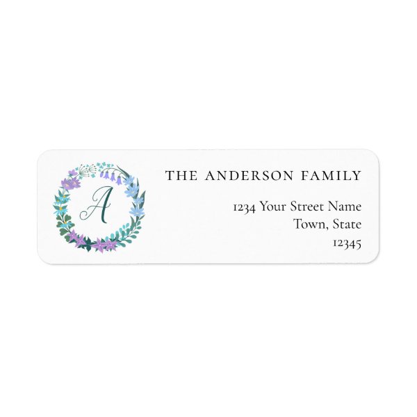 Floral Butterfly Wreath Return Address Labels