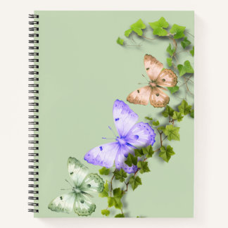 Floral Butterly Notebook - Green Journal