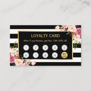Floral Buy 9 Get 10th Discount Loyalty Card
