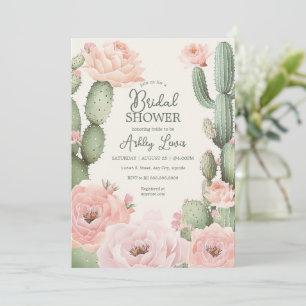 Floral Cactus Fiesta Bridal Boho  Invitation