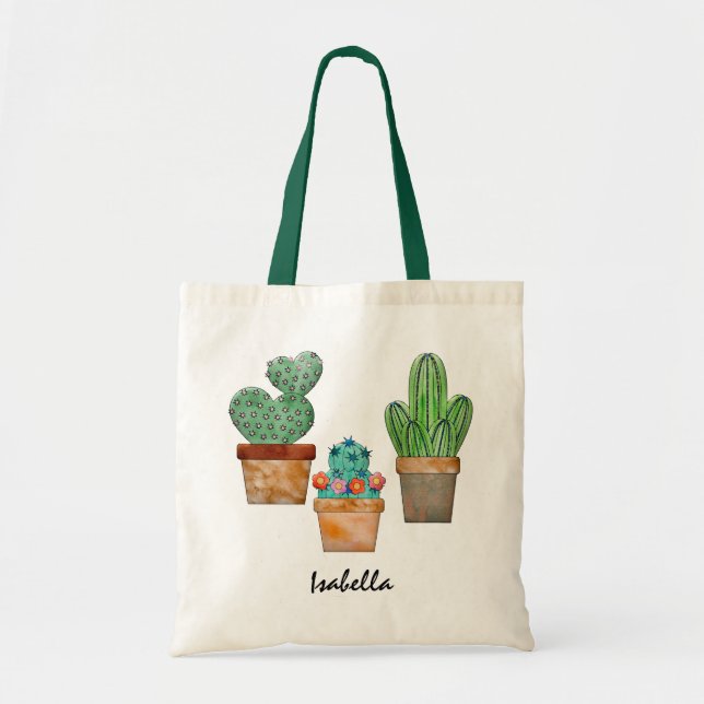 Floral Cactus Plants Tote Bag (Front)