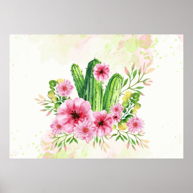 Floral Cactus Poster (Front)