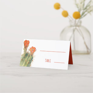Floral Cactus Red Flowers Watercolor Wedding   Place Card