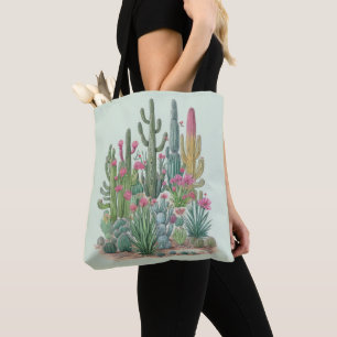 Floral Cactus  Tote Bag