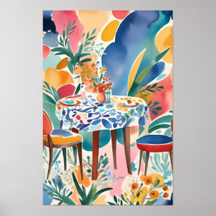 Floral Café Dreams A Matisse Style Poster