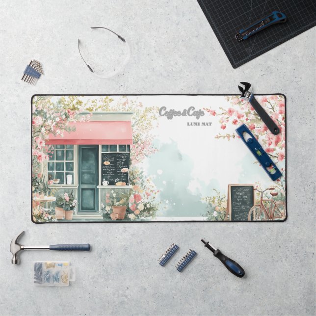 Floral Café in Spring Desk Mat (Poste de travail)