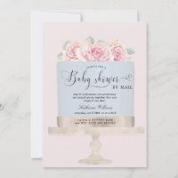 floral cake baby shower by mail invitation
