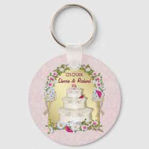 Floral Cake Wedding Keychain