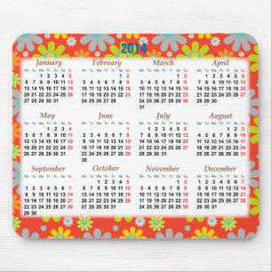 Floral calendar 2014 for the new year mouse pad
