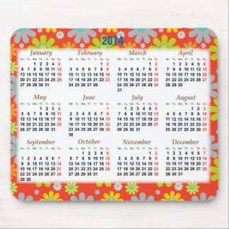 Floral calendar 2014 for the new year mouse pad