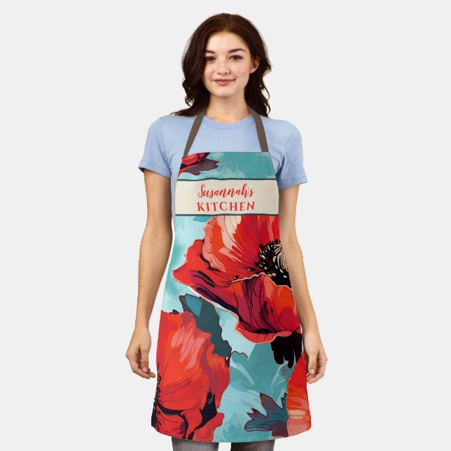 Floral Californian Poppy Flower Apron (Worn)