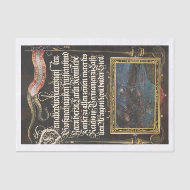 Floral calligraphy apothecary decoupage tissue paper (Front)