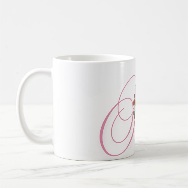 Floral Calligraphy Letter A Mug (Left)