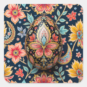 Floral Camouflage Easter Egg Square Sticker